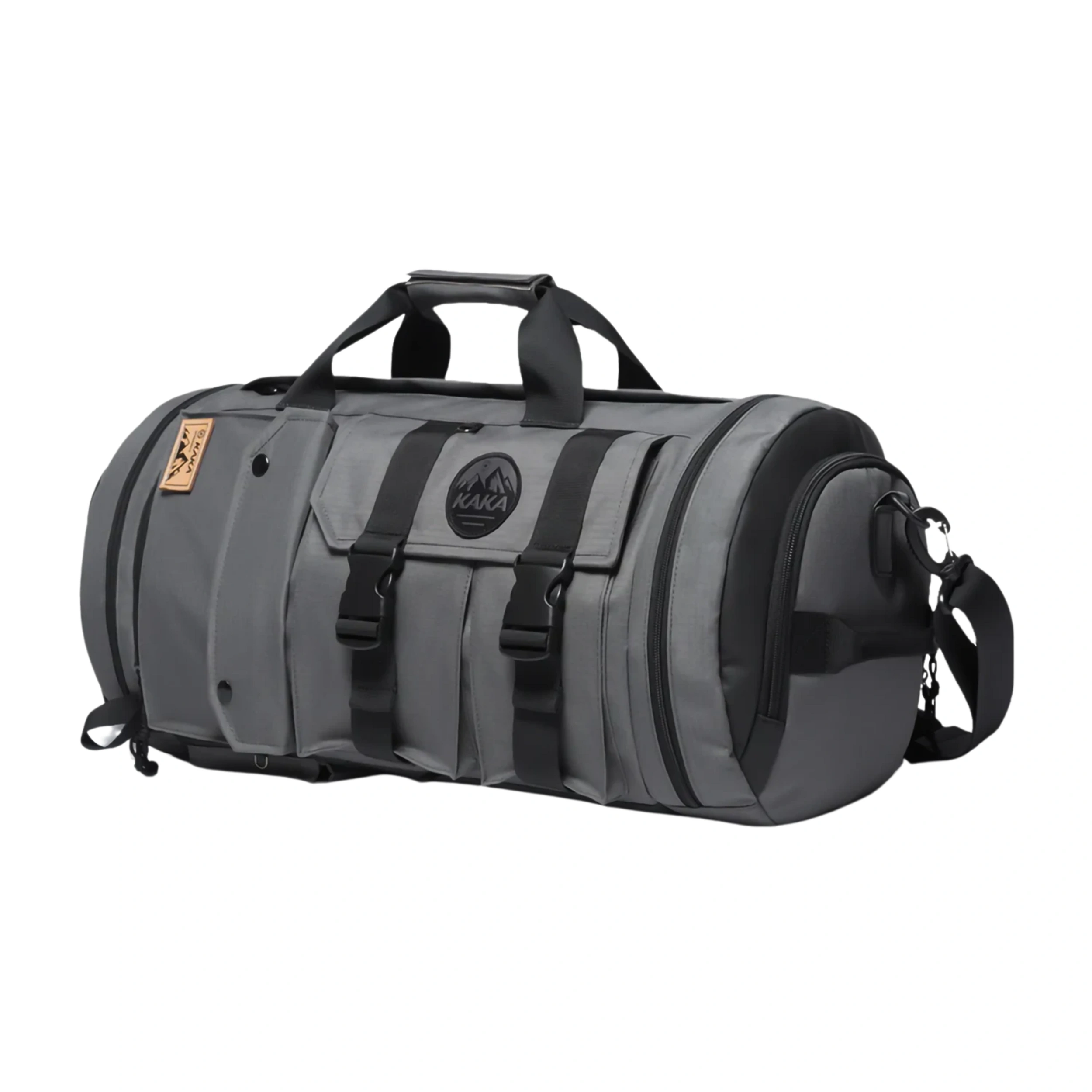 Bange KAKA 1990 waterproof duffel and backpack for 15.6 inch laptop, black/grey, ideal for travel, hiking, and sports